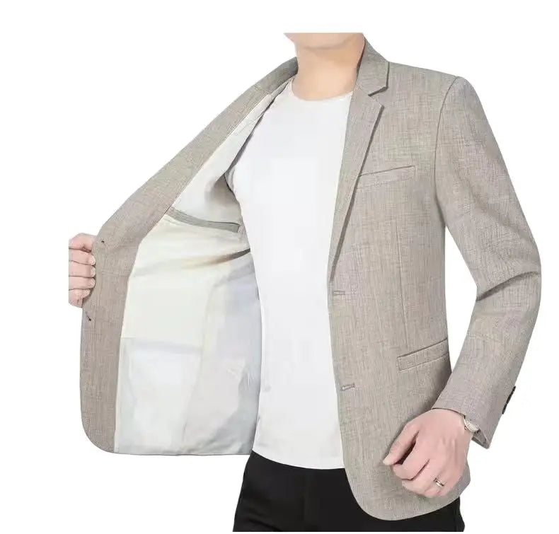 Blazer's New Men's Fashionable Business Wedding Banquet Casual Hosting Dress Is A High-end Middle-aged Thin Design  Blazer