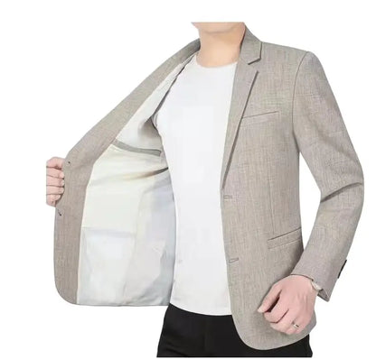 Blazer's New Men's Fashionable Business Wedding Banquet Casual Hosting Dress Is A High-end Middle-aged Thin Design  Blazer