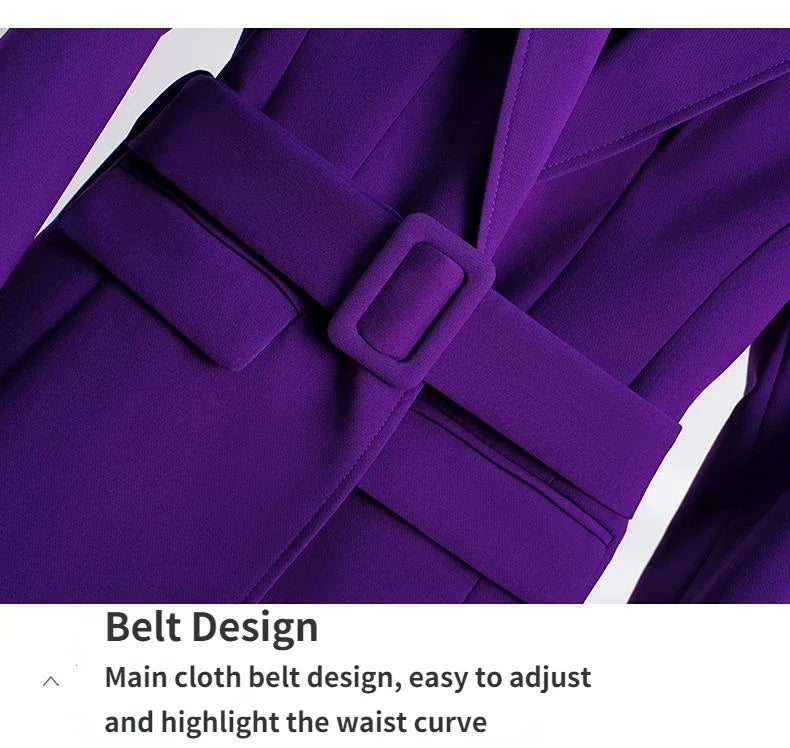 Fashion High-quality Office Suit Purple Jacket and Trousers 2-piece Set 2025 New Waist Suit Temperament Suits for Women HJLZBW
