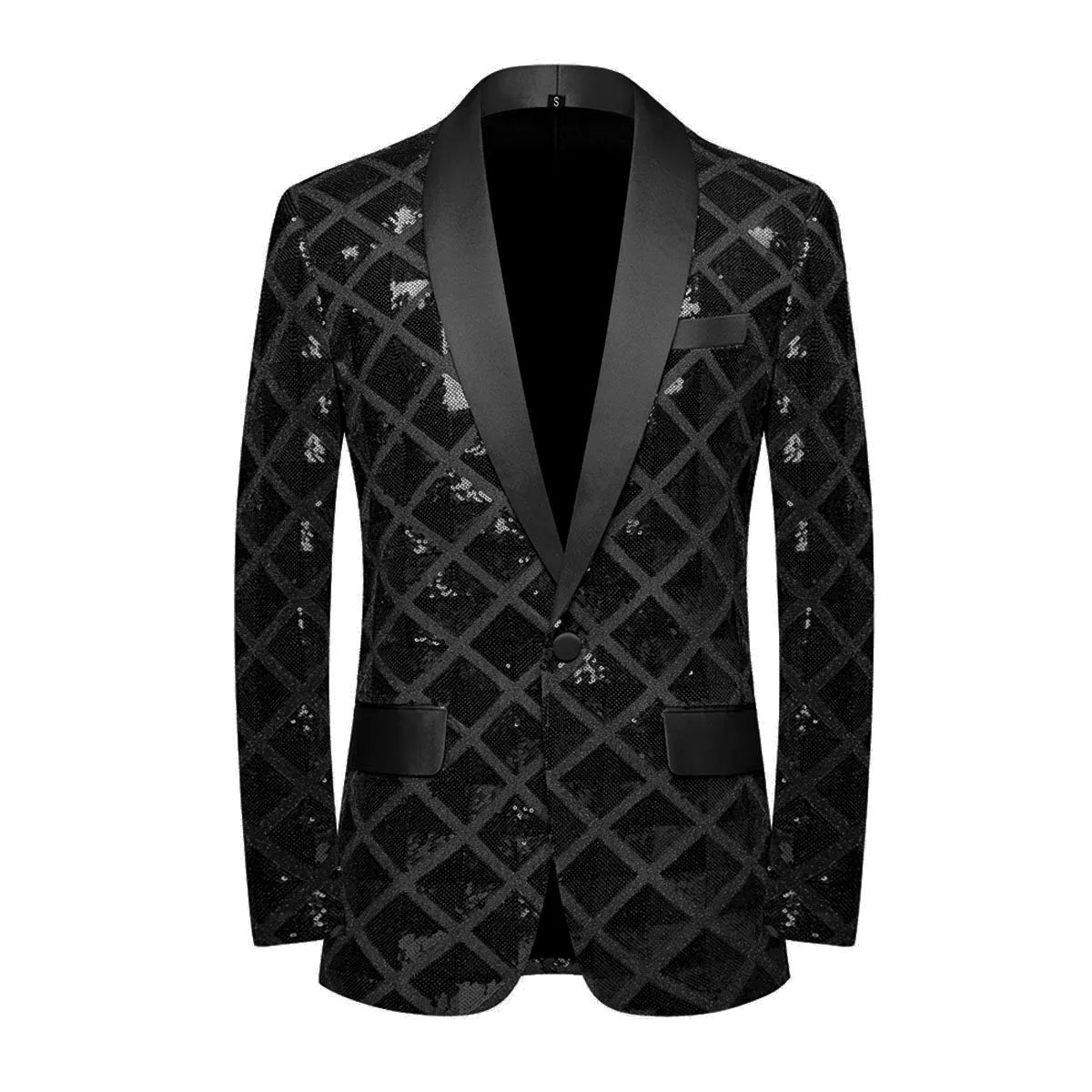 Fashion Men's Wedding Banquet Prom Evening Party Suit Jacket Pink Red Sequins Single Button Slim Tuxedo Blazers for Singer Host