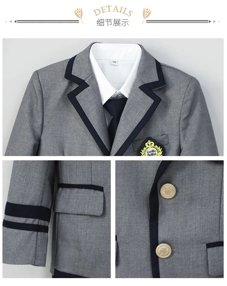 3-15T Children's School Uniform Boys Girls Graduation Event Performance Ceremony Kindergarten Costume Twins Birthday Party Dress