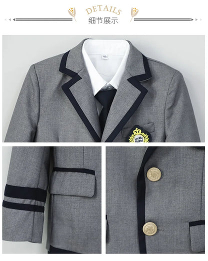3-15T Children's School Uniform Boys Girls Graduation Event Performance Ceremony Kindergarten Costume Twins Birthday Party Dress