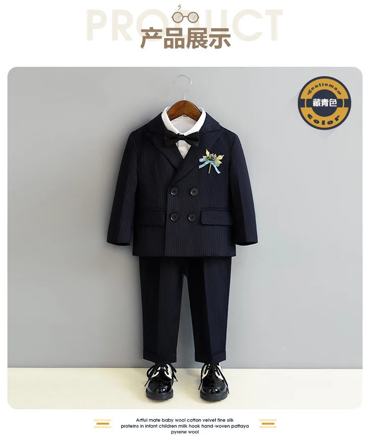 Kids 1 Year Black Birthday Dress Baby Boys Beautiful Photograph Suit Children Wedding Performance Piano Party Blazer Tuxedo Wear