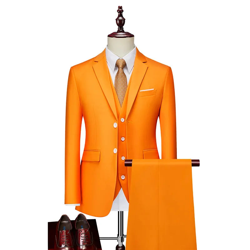 Men's 3 Pieces Suit Elegant Solid Slim Fit Single Breasted Party Blazer Vest Pants Set