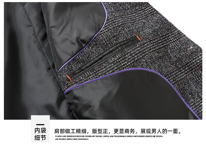 Blazer Autumn and Winter Men's Fashion Business Outdoor Travel Checkered Wedding Youth Slimming Casual High Formal Wear Blazer