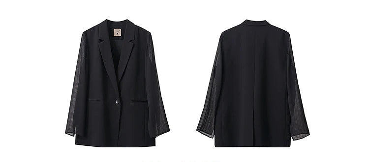Women's Coat Autumn Autumn Fashion Turned Over Collar Color-block Spliced Fabric Casual Loose Blazers For Woman 12641083