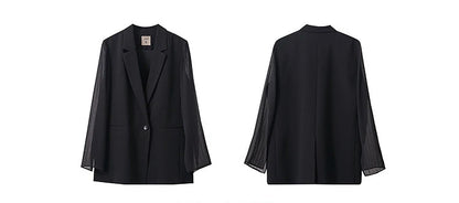 Women's Coat Autumn Autumn Fashion Turned Over Collar Color-block Spliced Fabric Casual Loose Blazers For Woman 12641083