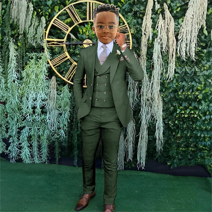 Fashionable Boys Suit Set 3 Pieces Jacket Vest Pants Banquet Party Outfit Elegant Children's Tuxedo Wedding Guest Clothes 2-20T