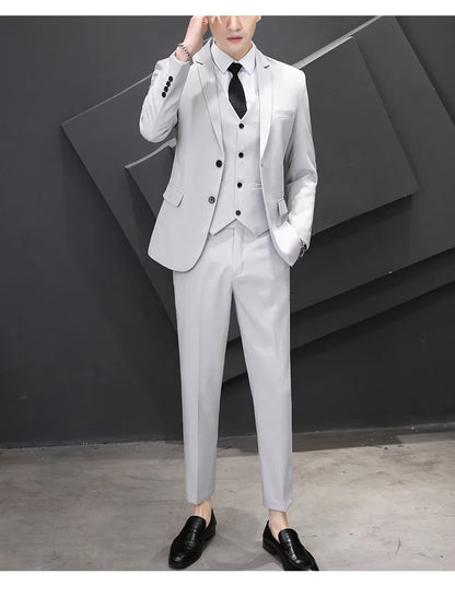 Men's Three-Piece Suit Set Fashion Business Career Waistcoat Trousers Wedding Dress Groom Best Man Decoration Body