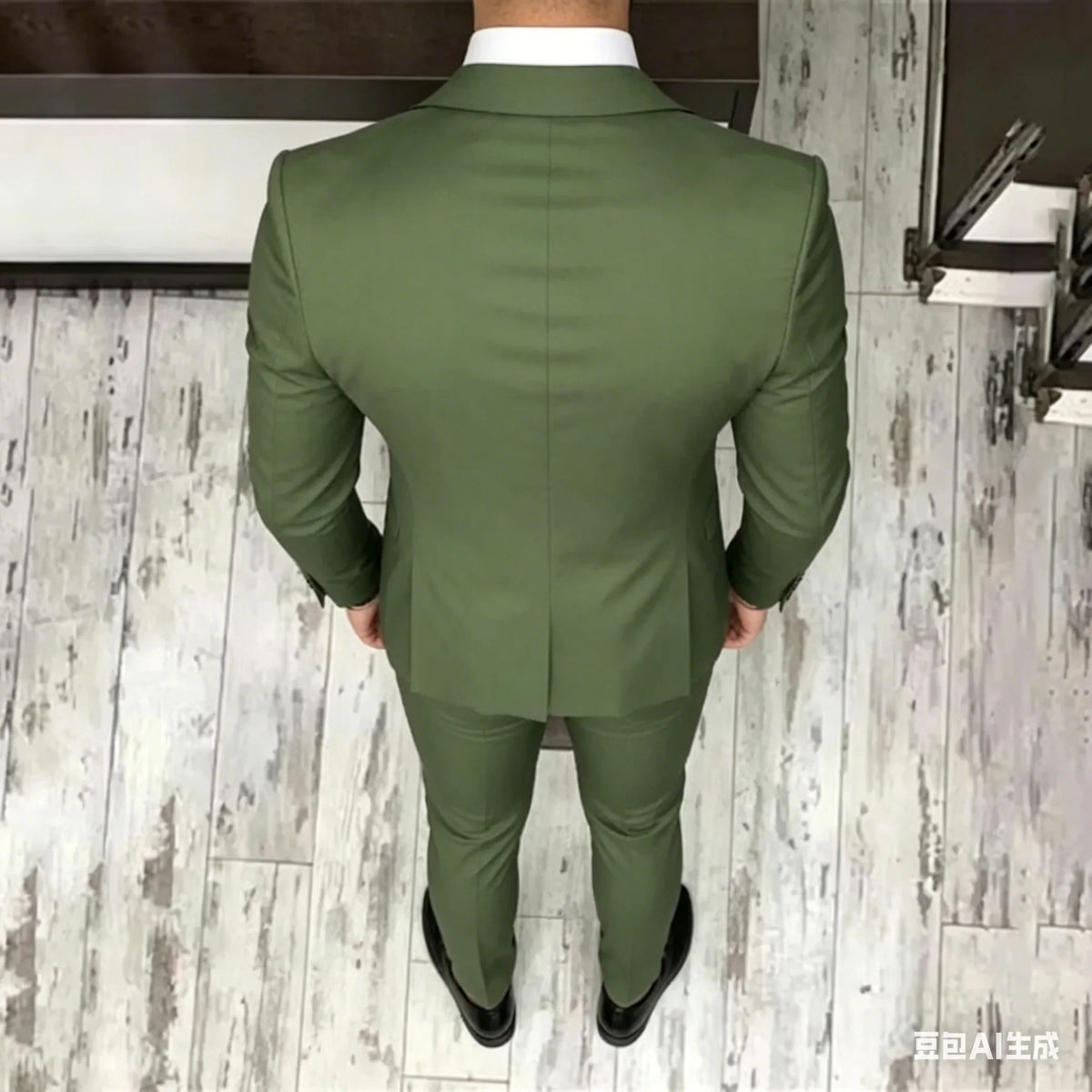 Men Suit One Button Groomsmen Notched Lapel Groom Tuxedos Suit Slim Fit 3 Piece (Blazer+Vest+Pants) Costume Homme