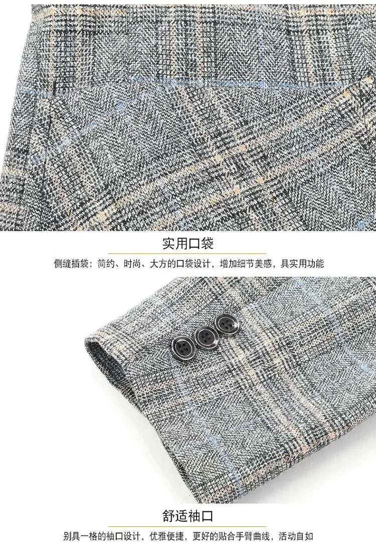 2026 Blazer Men's Fashionable Business Banquet Dance Singer Plaid Fitted Casual Trendy Wedding Banquet Dress Performance Blazer