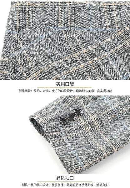 2026 Blazer Men's Fashionable Business Banquet Dance Singer Plaid Fitted Casual Trendy Wedding Banquet Dress Performance Blazer