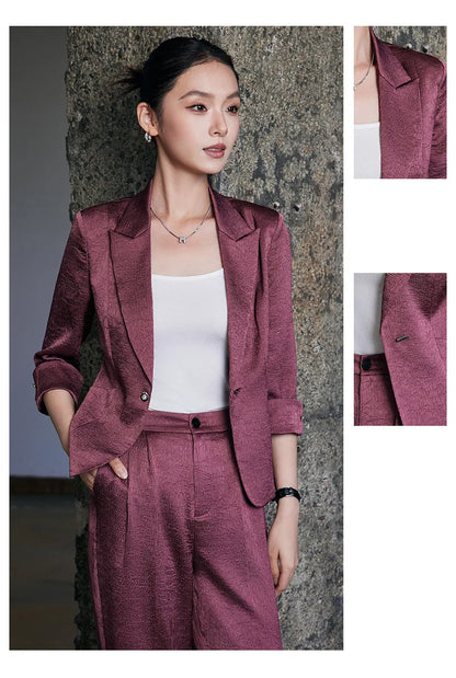 Fashion Office Ladies Blazer and Pants Suit Formal Angola Red Women Jacket Trouser Women Business Work Wear 2 Piece Set