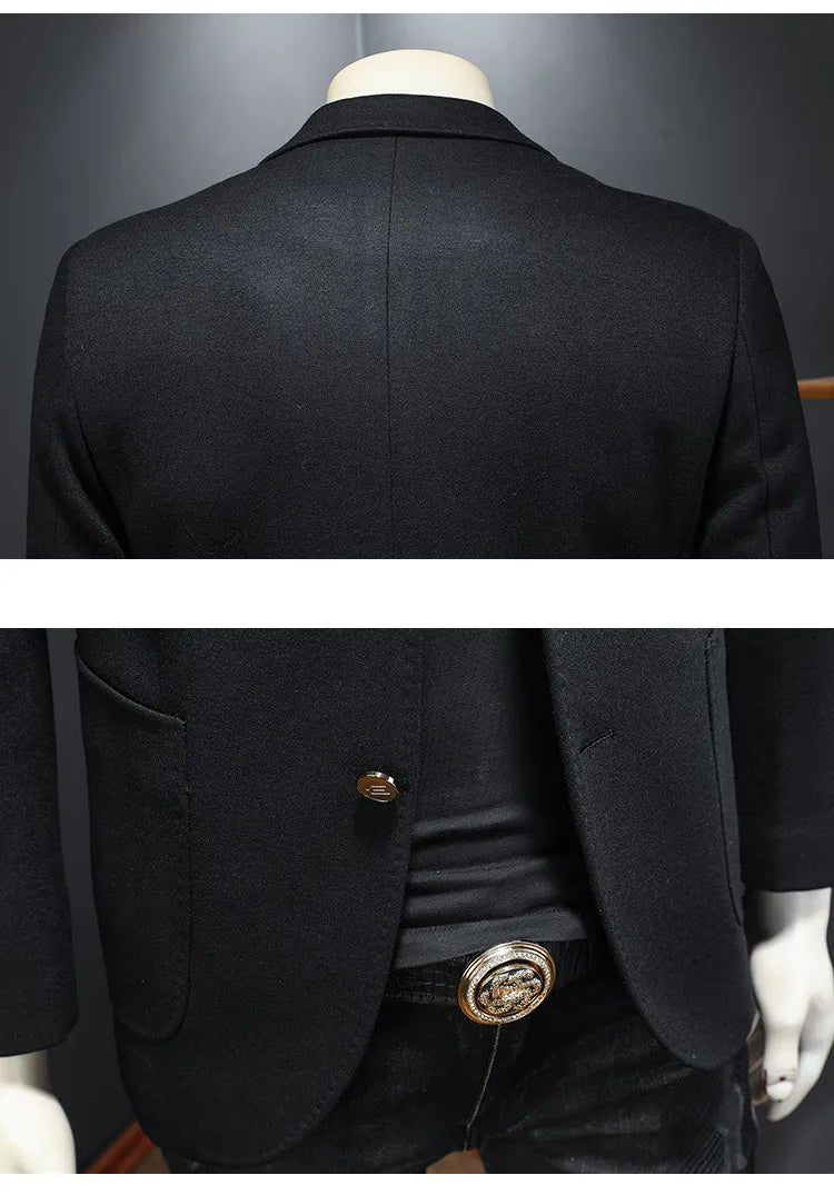 Men's Smart Casual Wool Blend Blazer – Single Breasted Suit Jacket – Black & Coffee