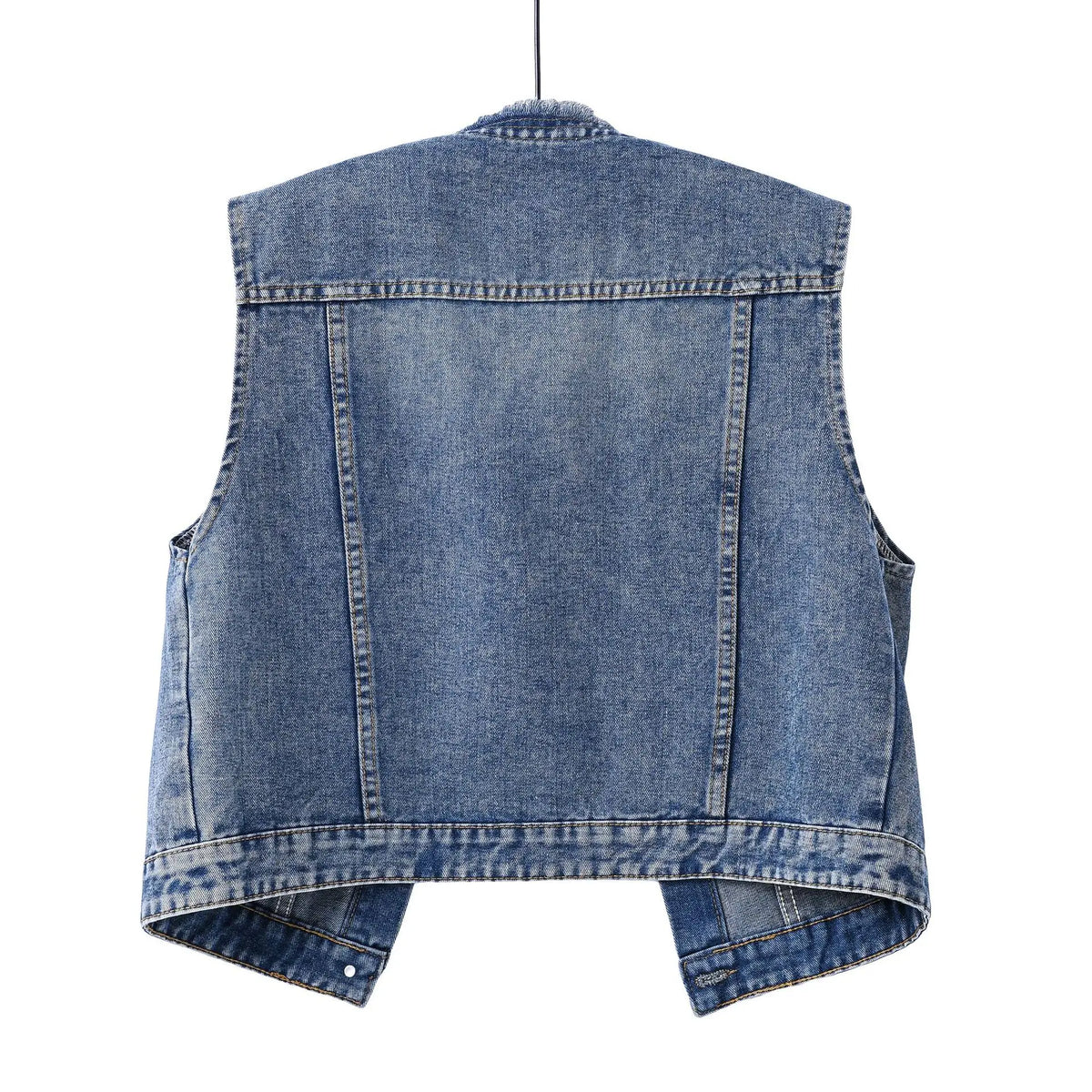 Women Denim Vest Coat Rough O Neck Vintage Short Sleeveless Jacket Female Cowboy Waistcoat Casual Tops Chaleco Mujer Outerwear