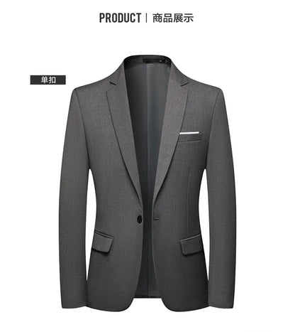 Blazer Fashion Men Business Casual Solid Color British Style Wedding Gentleman Slim Professional Formal Suit Blazer