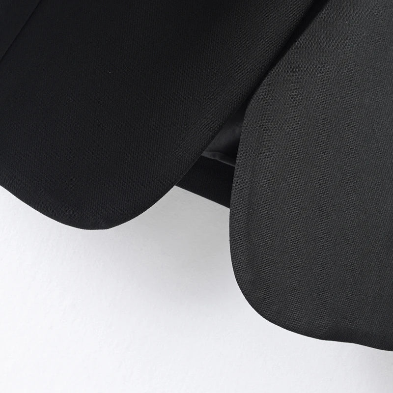 Black Round Neck Single-Breasted Fashion Vest for Women, Spring & Fall Fashionable Slim Sleeveless Suit Vest Top for Outer Wear