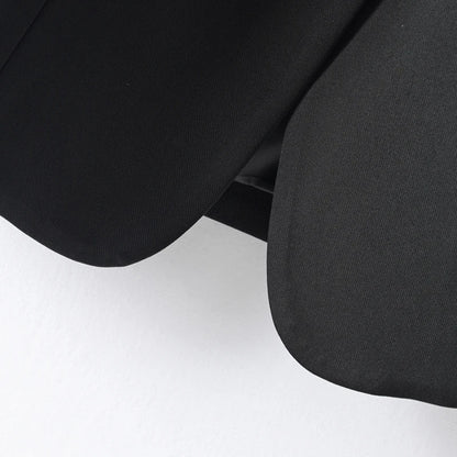 Black Round Neck Single-Breasted Fashion Vest for Women, Spring & Fall Fashionable Slim Sleeveless Suit Vest Top for Outer Wear