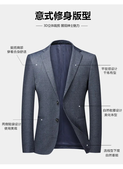 Blazer Men's Fashion Gentleman Business Slimming Performance Banquet Hosting Casual Wedding Anti-wrinkle No-ironing Blazer