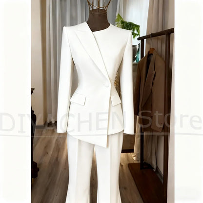 Women's Suit Slim Fit Blazer and Flared Trousers Elegant Formal Outfits Office Casual Party Fashion Pants Sets Two Piece