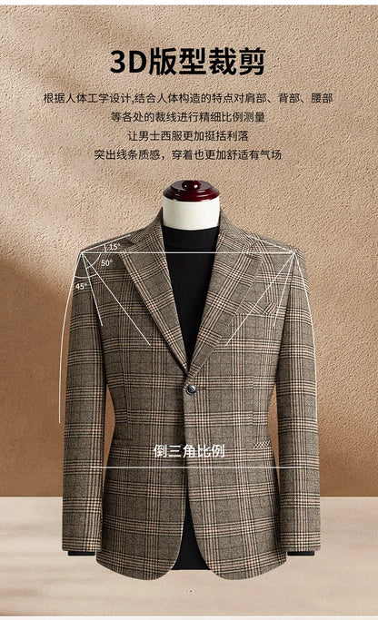 High Qualitys 50% Woolen Men's Suit Jacket Autumn Winter Thicken Warm Business Slim Fit Casual Wedding Groom Coats Tailcoat