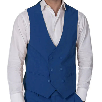 Men Formal Vest Double Breasted Solid Color Waistcoat for Wedding and Business