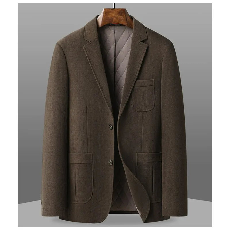 2026 Autumn Winter Men Suit Jacket Thicken Warm Long Sleeve Man Blazer Simple Solid Business Casual Male Outerwear
