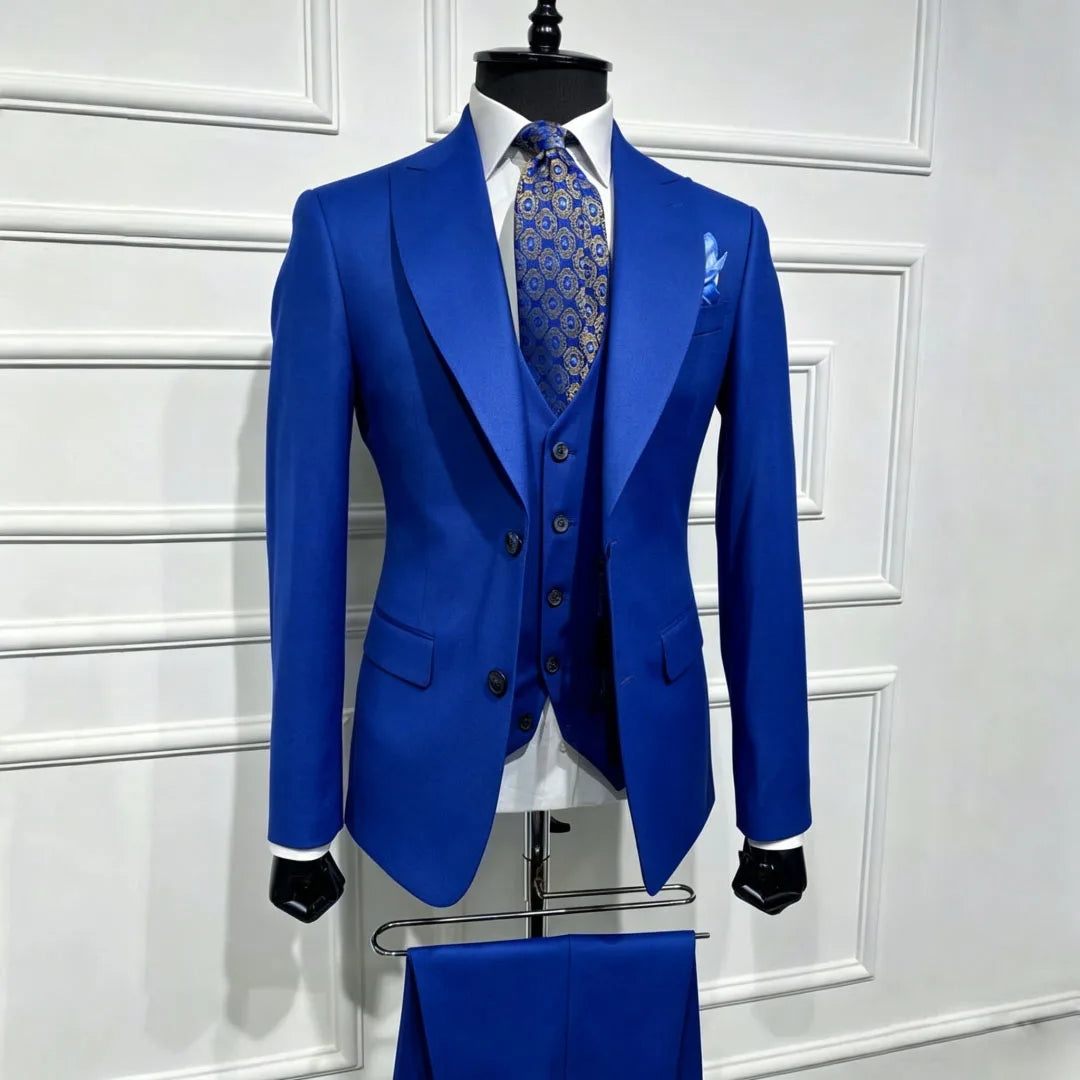 Men Suit Brown 3 Piece With Lapel Single Breasted Solid For Wedding Groom Birthday Banquet Party Business Work Jacket Vest Pants