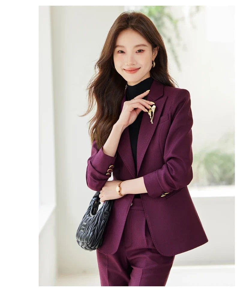 Professional women's exquisite two-piece trousers + suit jacket, elegant fashionable, new style for autumn winter 2025