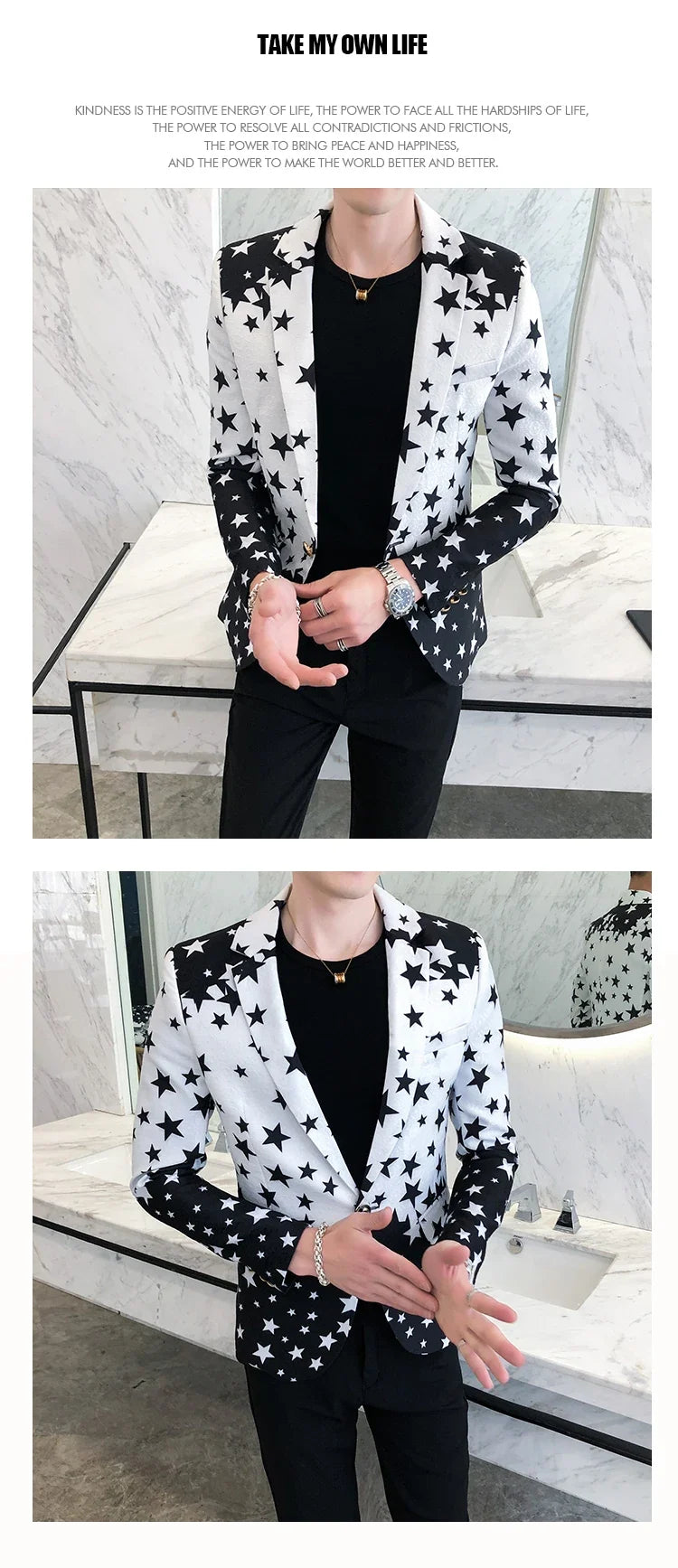 Star Print Slim Fit Blazers 2026 New Men's Club Dress Groom Tuxedo Men's Formal Wedding Prom Suit Jacket Brand Costume Homme