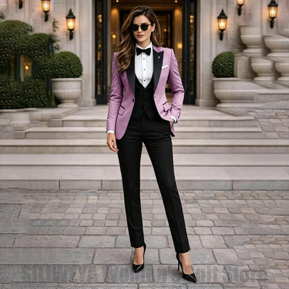 Chic Women Suits 3 Piece Elegant Peak Lapel One Button Tuxedo Slim Fashion Formal Prom Party Wedding Business Casual Outfit