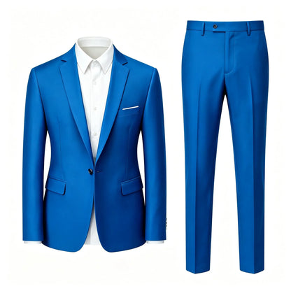 Men's Suit Set Wedding Elegant High Quality Blazer Pants Slim Fit Wrinkle Resistant Business Formal Breathable Durable