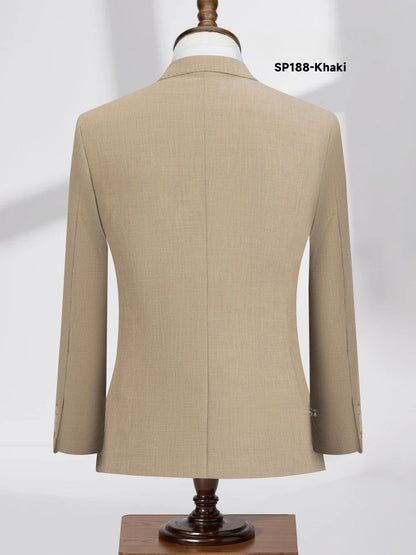 Three Colors Double Breasted Men's Suits 2 Pieces Business Outfit Elegant Formal Suit Set For Men Wedding Groom Sets S-3XL
