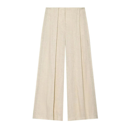Stylish Commuting Style Pant Sets for Women Mandarin Collar & Long Sleeve Pleated Blazer Matching Topstitched Straight Leg Pants