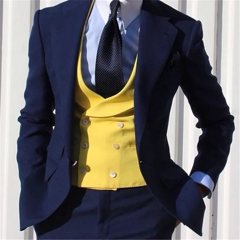 Black Velvet Men's 3 Pieces Suit Prom Costume Groom Tuxedos Formal Wedding Best Man Blazer Party Suits (Jacket+Vest+Pants)