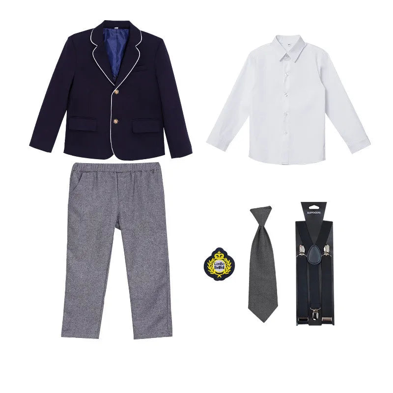 Kids School Uniforms Girls British Japanese Navy Jacket Suit Dress Boys Blazer Formal Outfits Chidren Student Clothes Class Sets