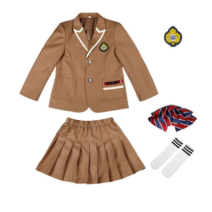 Boys School Uniform Girls Jacket Khaki Skirt Shirt Tie Suits Kids Formal Dress Tuxedo Toddler Clothes Sets Child Student Outfits