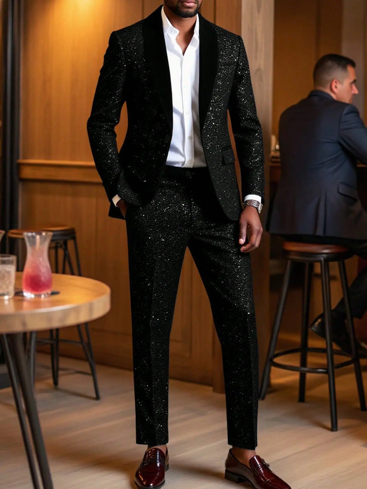 High-quality Fashionable Banquet Party Men's Clothing - European-style Shiny Banquet Stylish Men's Suit Sets