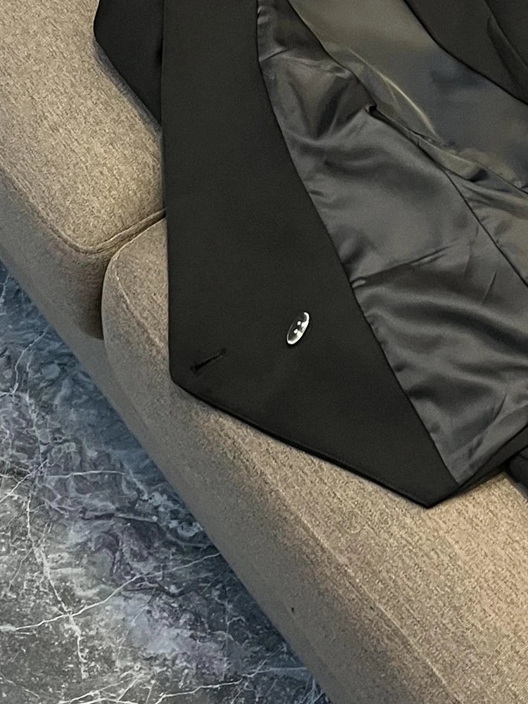 Business Commute Style Women's Long Sleeve Double-Breasted Suit Slim Fit Waist-Cinching Outerwear Fashion D9986
