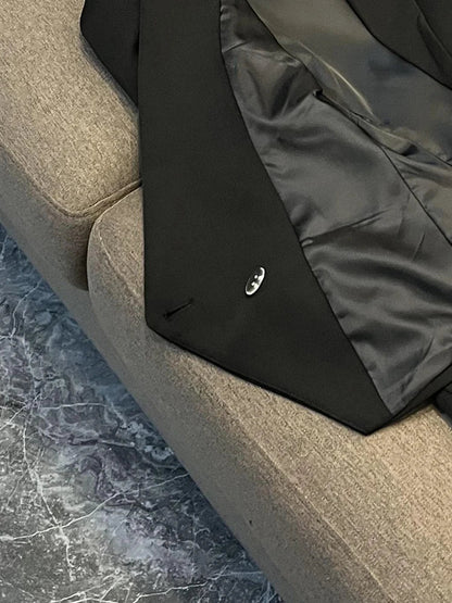 Business Commute Style Women's Long Sleeve Double-Breasted Suit Slim Fit Waist-Cinching Outerwear Fashion D9986