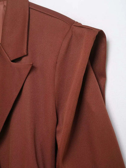 Spring Autumn New Women Blazer Notched Collar Single Button Flying Sleeve Solid Color High-End Elegant Fashion Coat HK18181