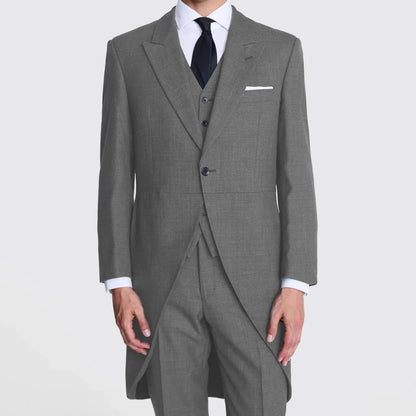 Men Suit 3 Piece Dark Gray With Lapel Single Button Business Casual For Wedding Banquet Work Tuxedo Jacket Vest With Pants