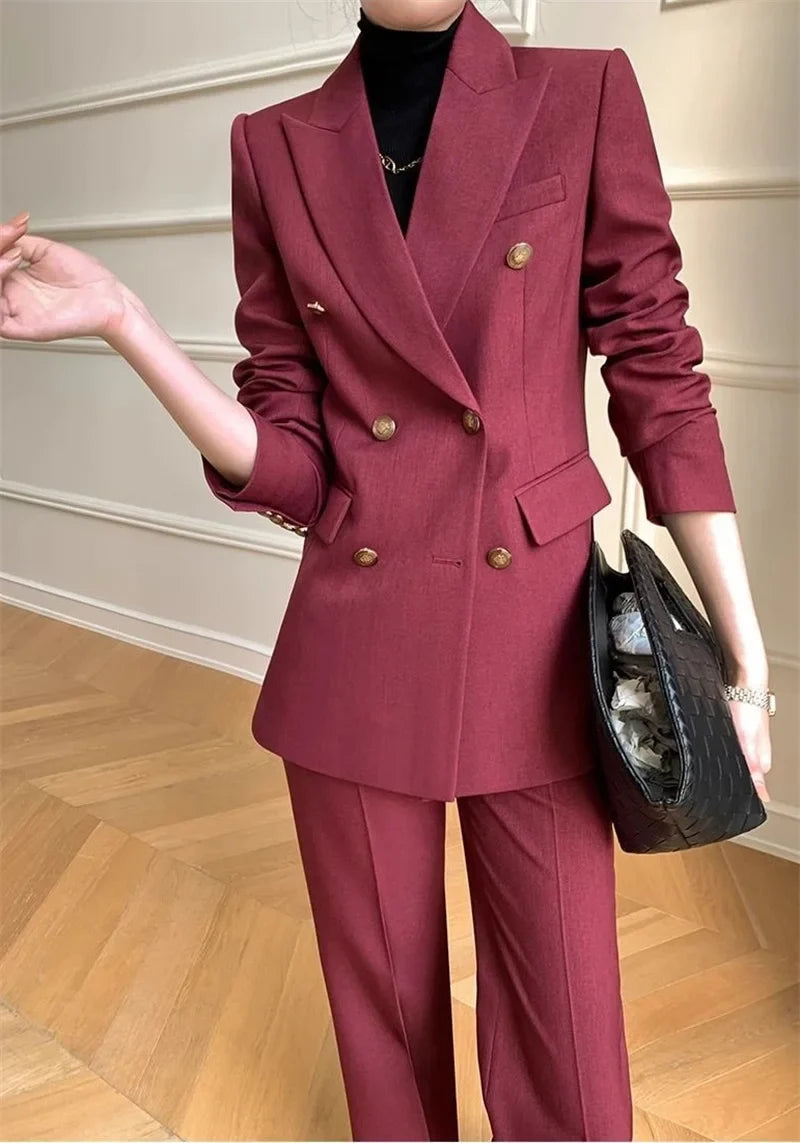2025 New Women Pant Suit Office Ladies Female Business Work Wear 2 Piece Set Formal Blazer Jacket And Trous