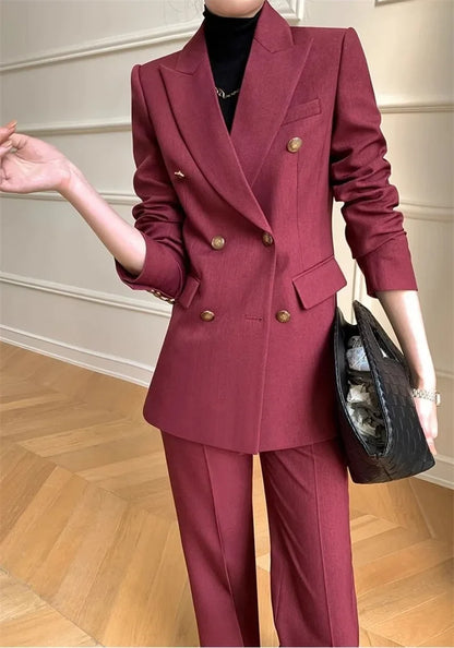2025 New Women Pant Suit Office Ladies Female Business Work Wear 2 Piece Set Formal Blazer Jacket And Trous