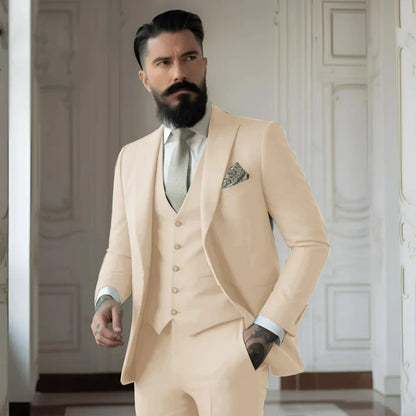 Green Men's Slim Fit 3 Piece Suits (Jacket+Vest+Pant) Wedding Groom Tuxedos Prom Formal Male Party Blazers