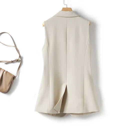 Simple and Elegant Women's Vest in a Suit Style, a One-Button Business Jacket for Spring and Autumn, Versatile and Slimming, Exuding Elegance