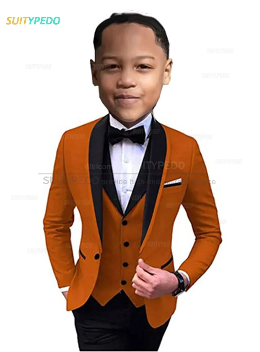 Elegant Lavender Boy's Suit Set Evening Party Classic Children's Clothing Kids Baptism Formal 3 Pieces Custome Blazer Vest Pants