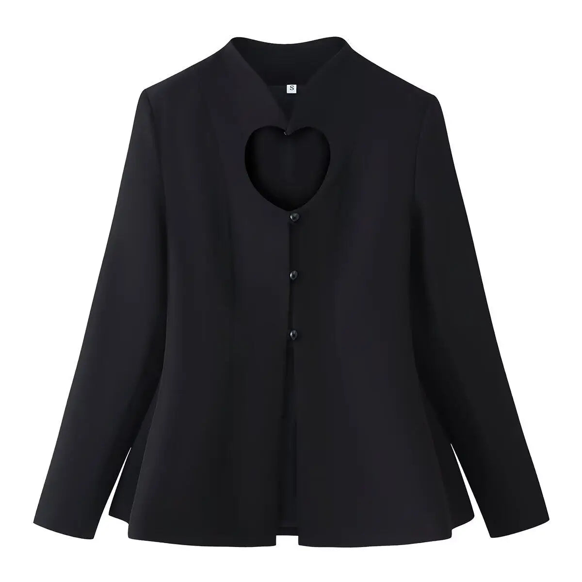 Women Black Gothic Emo Jacket Coat Vintage Fashion Coats Streetwear Long Sleeve Heart Hollow Jacket Outerwear 2000s Clothes 2026