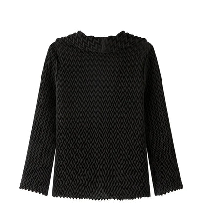 Pleats Original High-end Simple Solid Wave Pleated Small Suit Casual Versatile Long-sleeved Short Jacket Female Spring