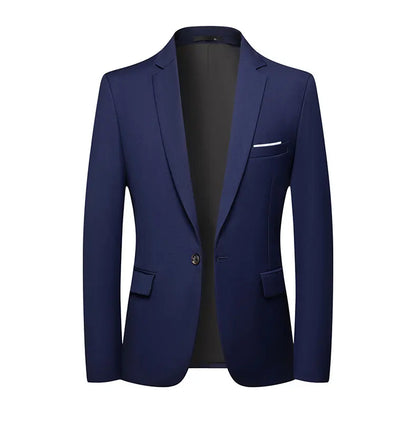 Blazer Fashion Men Business Casual Solid Color British Style Wedding Gentleman Slim Professional Formal Suit Blazer